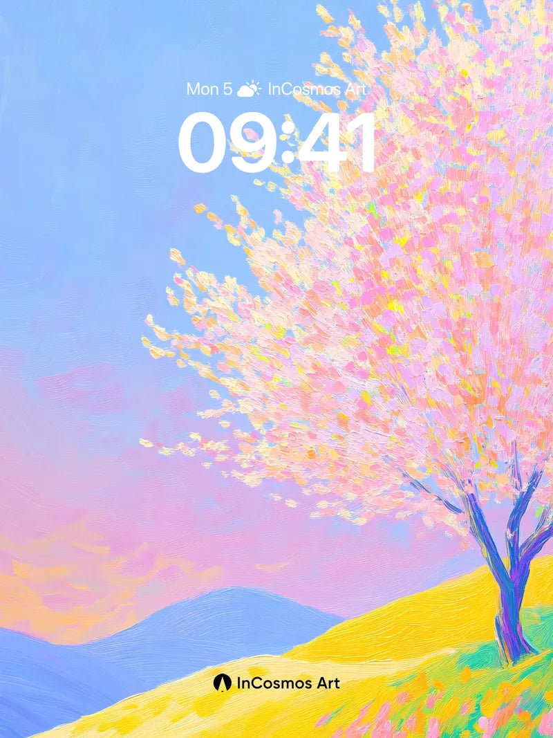 Pastel Mirage Wallpaper with Cherry Bloom