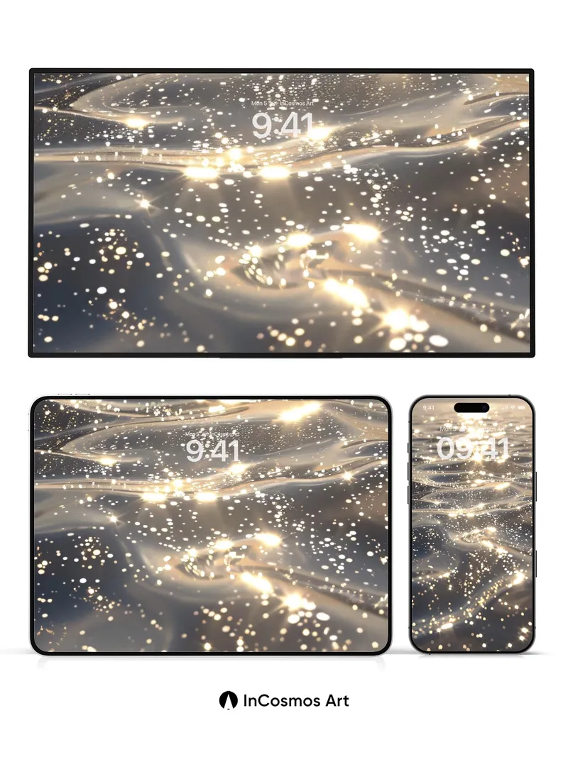 Golden Mirage Wallpaper with Liquid Light Trails