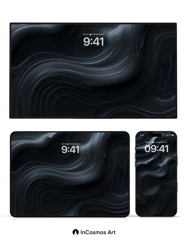 Obsidian Flow Wallpaper with Starlit Veins