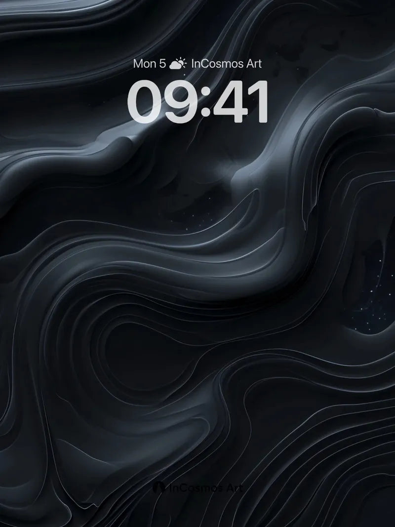 Obsidian Flow Wallpaper with Starlit Veins