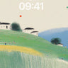 Pastoral Hillside Village Wallpaper Soft Illustration