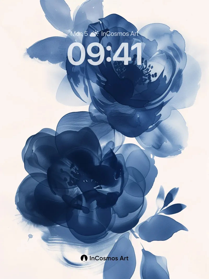 Indigo Whisper Wallpaper with Ink Bloom