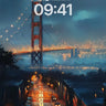 Rain-Slicked Night Wallpaper with Golden Gate Glow wallpaper for iPhone, iPad & Mac