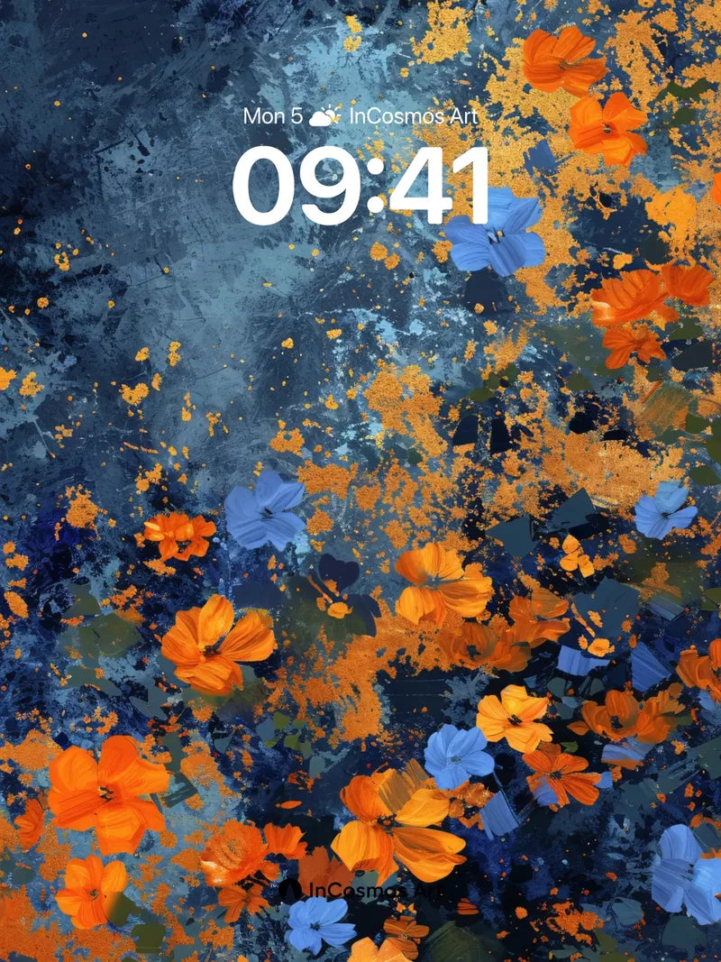 Cobalt Bloom Wallpaper with Golden Dust wallpaper for iPhone, iPad & Mac