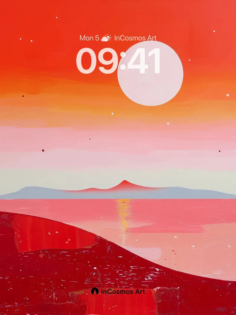 Crimson Horizon Wallpaper with Celestial Glow