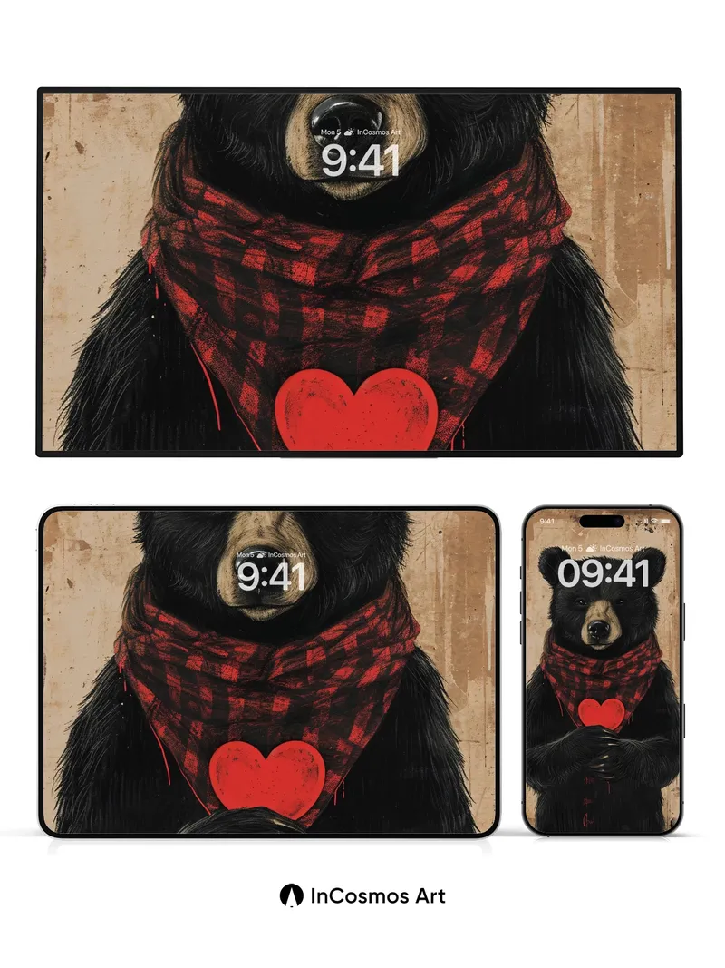 Whispering Heart Wallpaper with Plaid Scarf