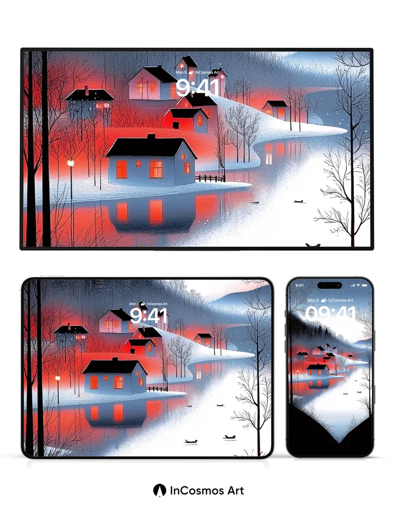 Crimson Hush Wallpaper with Frozen Reflections