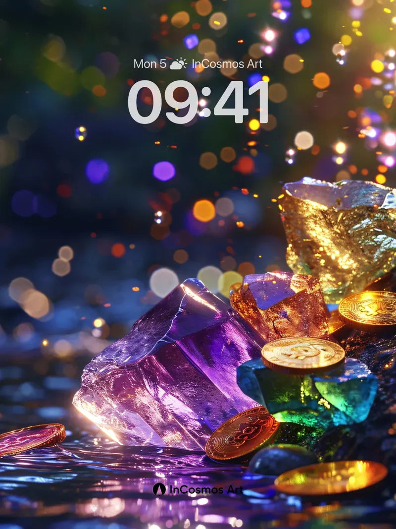 Luminous Crystal Wallpaper with Floating Gold wallpaper for iPhone, iPad & Mac