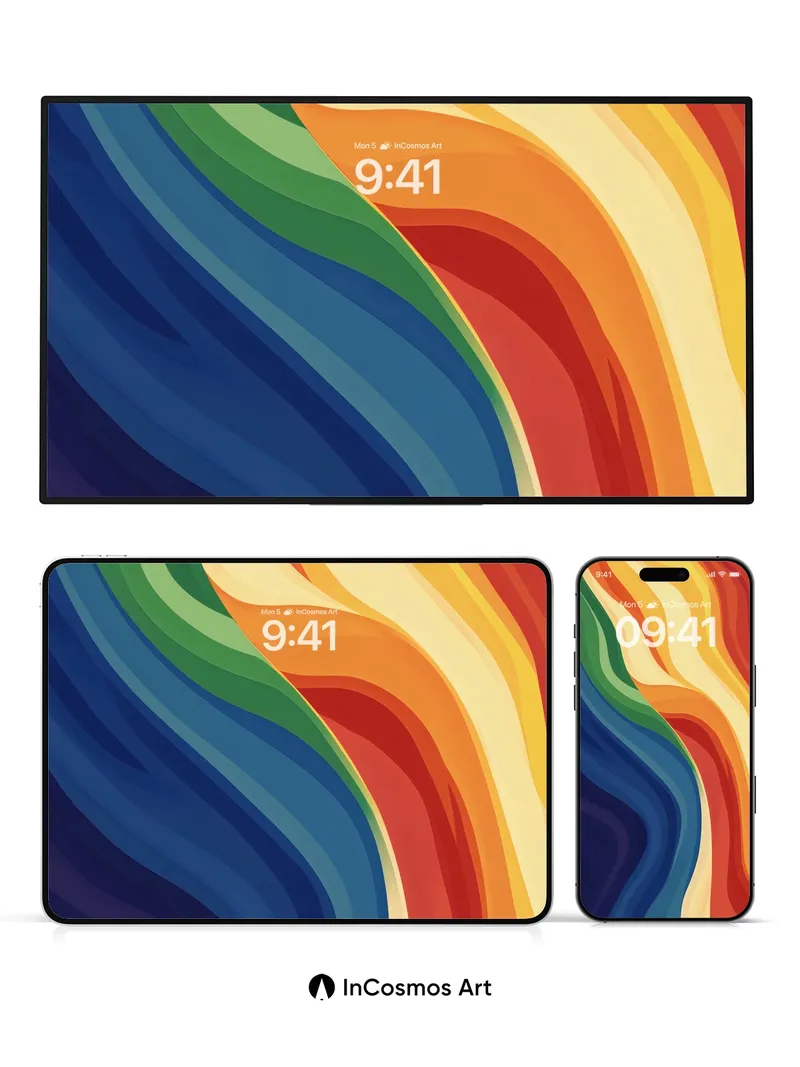 Serpentine Rainbow Wallpaper with Fluid Color Veins