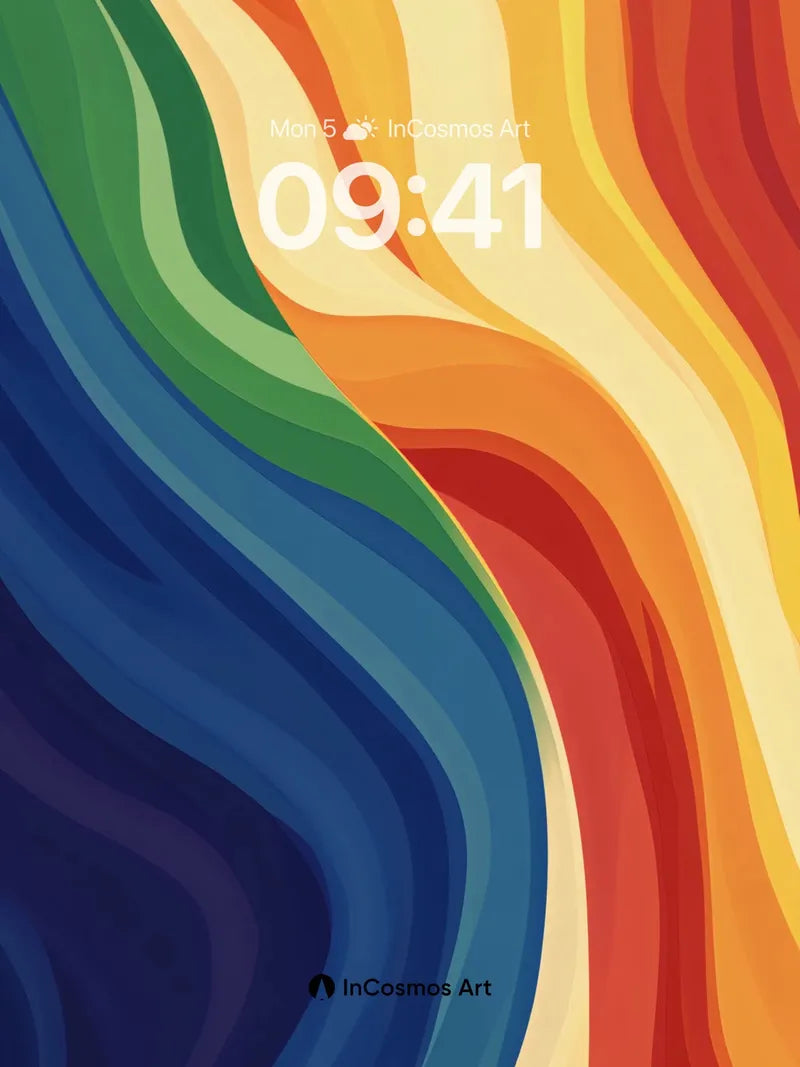 Serpentine Rainbow Wallpaper with Fluid Color Veins