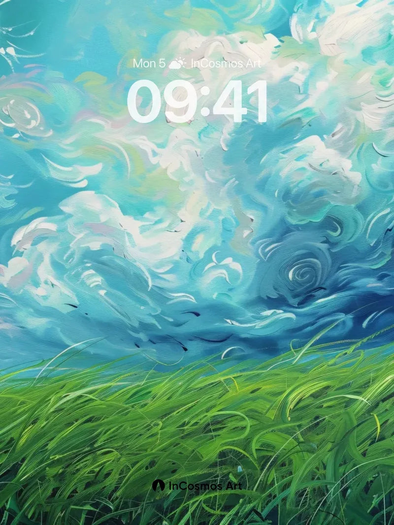 Whirlwind Meadow Wallpaper with Van Gogh Swirls