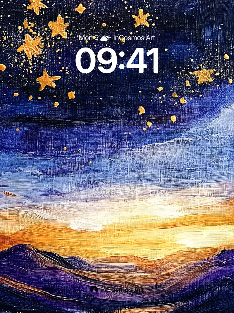 Starry Horizon Wallpaper with Golden Constellations