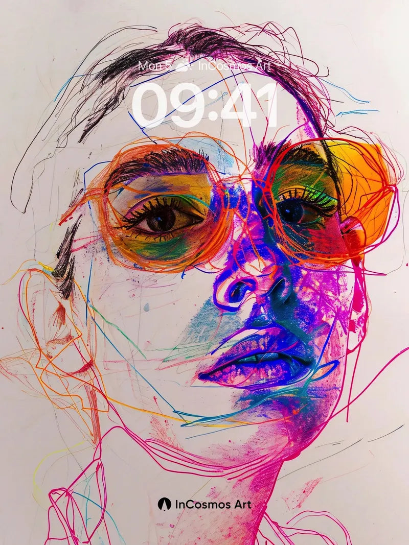 Neon Pulse Portrait Wallpaper with Electric Lines