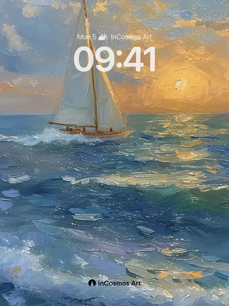 Golden Horizon Wallpaper with Sailing Echo