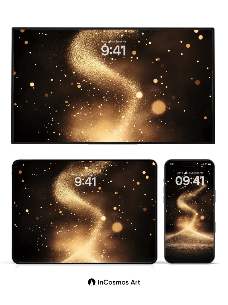 Golden Whirl Wallpaper with Starlit Dust