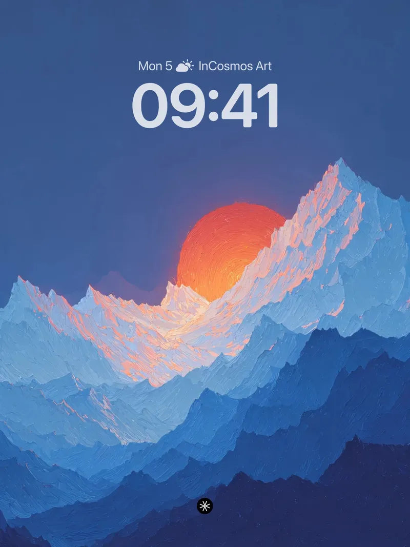 Crimson Horizon Wallpaper with Layered Peaks