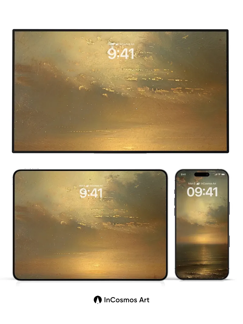 Golden Hush Wallpaper with Sunlit Sea