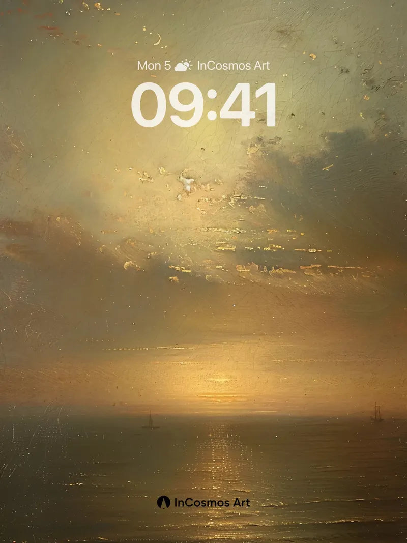 Golden Hush Wallpaper with Sunlit Sea