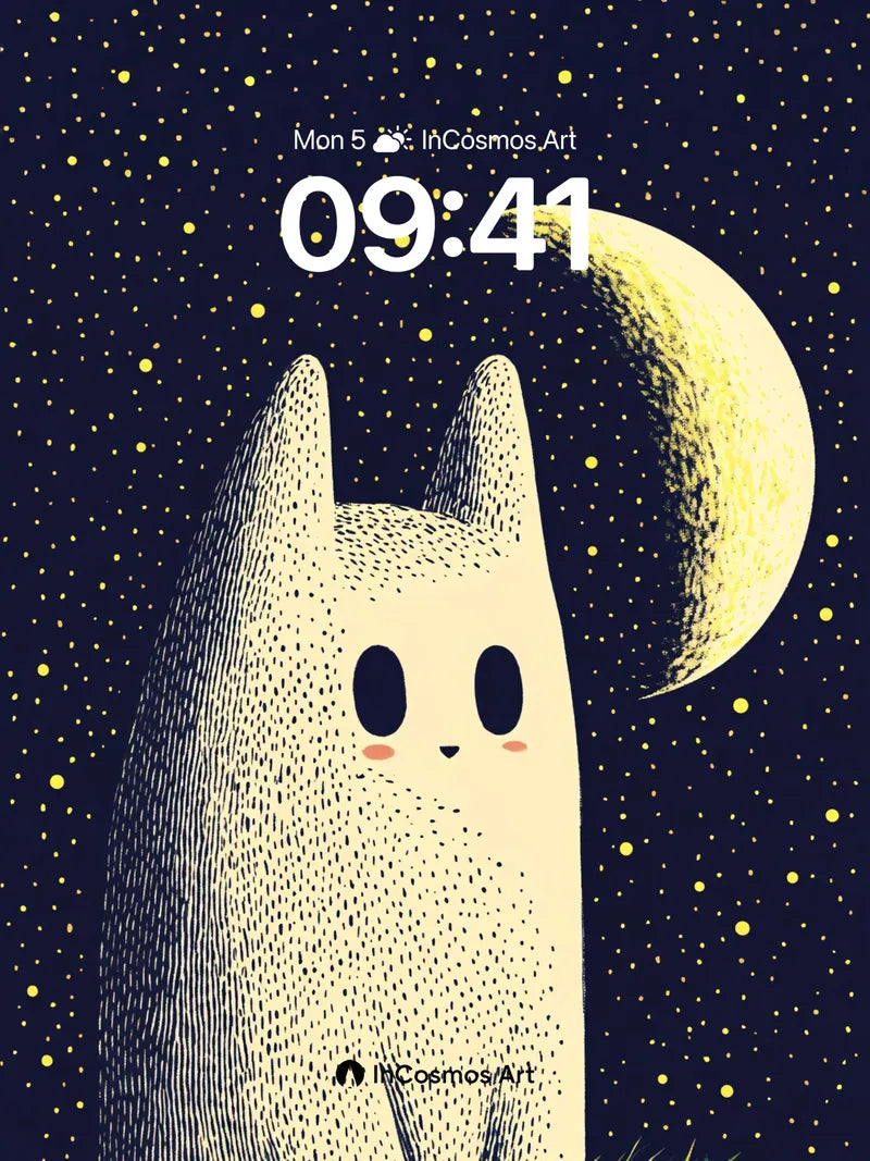 Starry Whisker Wallpaper with Moonlit Silhouette wallpaper for iPhone, iPad & Mac