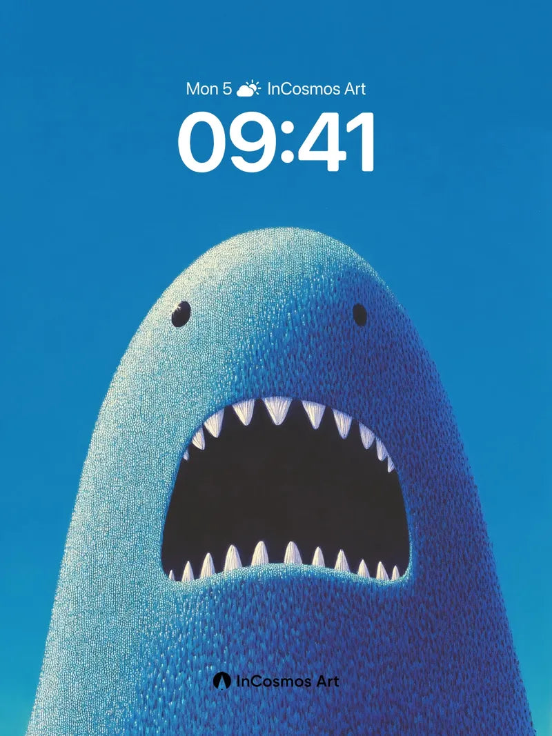 Playful Blue Monster Wallpaper with Textured Fur