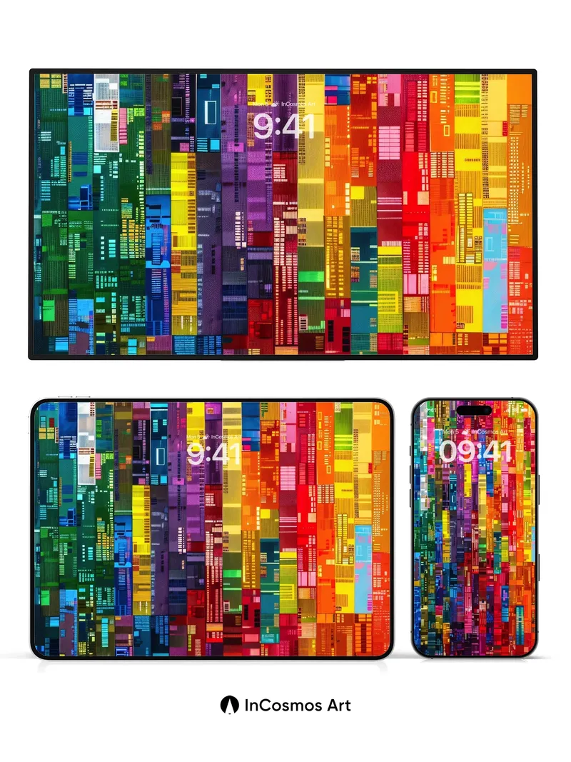 Neon Circuitry Wallpaper with Pulse Light