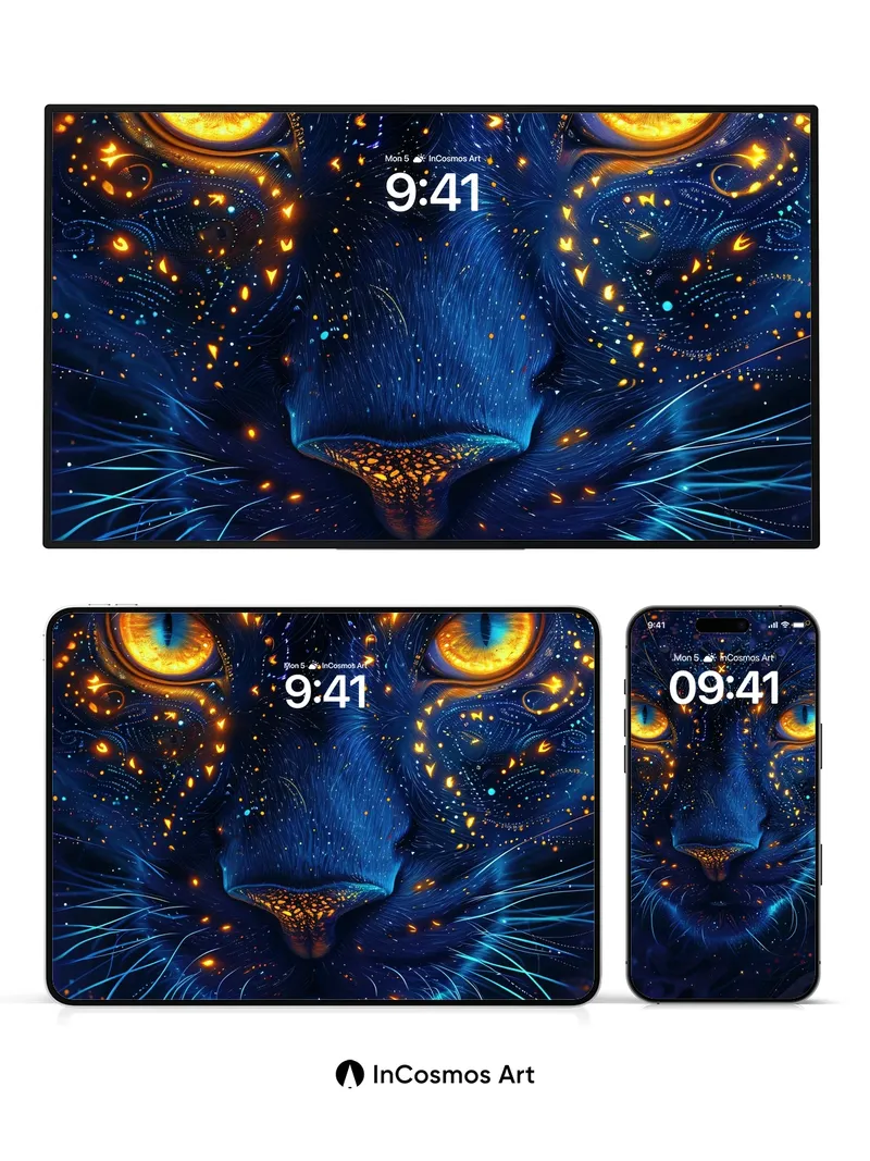 Cosmic Panther Wallpaper with Starlight Veins