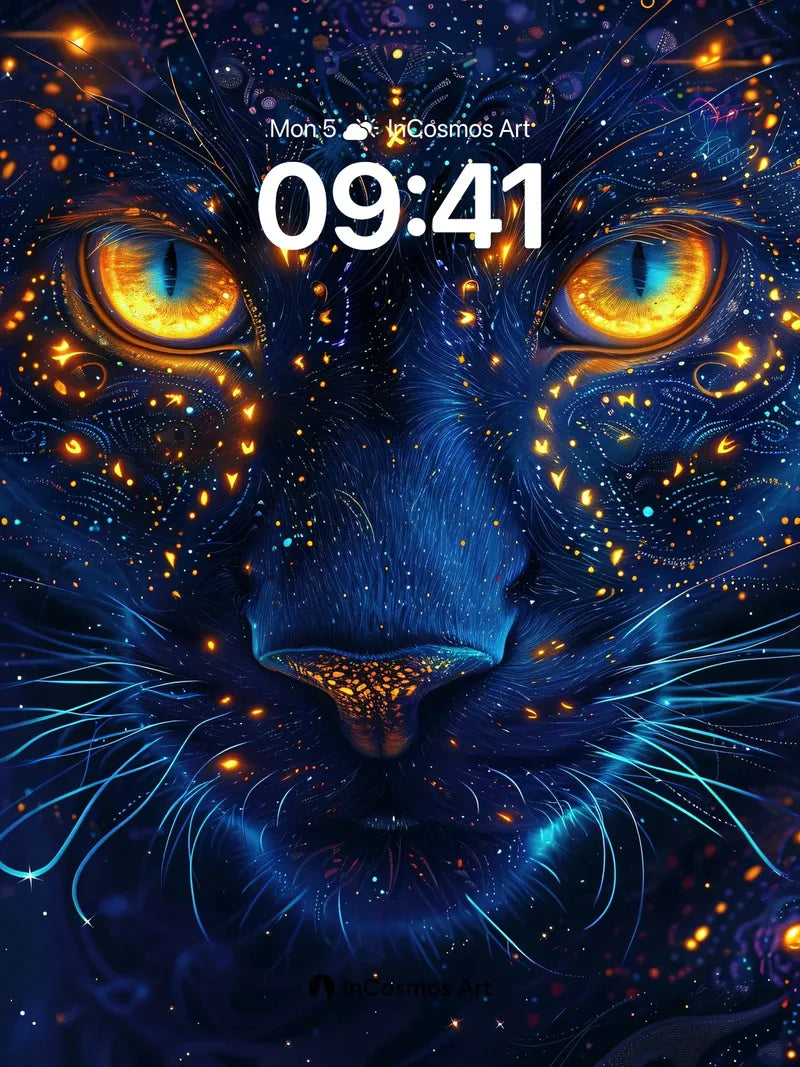 Cosmic Panther Wallpaper with Starlight Veins