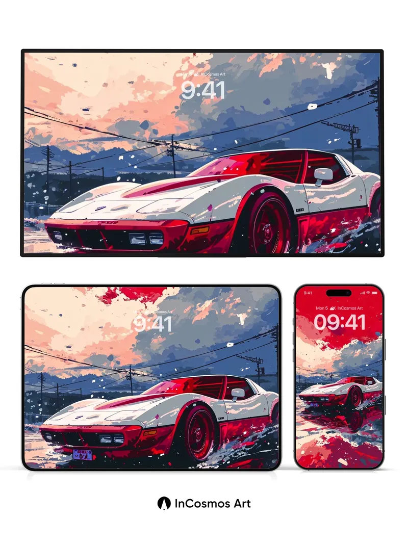 Crimson Mirage Wallpaper with Liquid Reflections