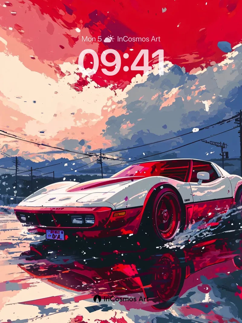 Crimson Mirage Wallpaper with Liquid Reflections