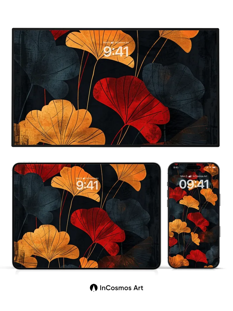 Autumn Whispers Wallpaper with Gilded Veins