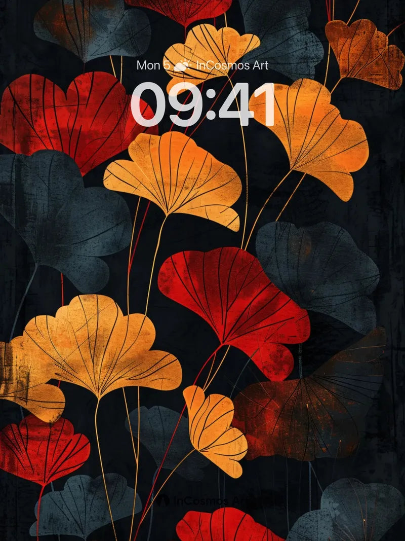 Autumn Whispers Wallpaper with Gilded Veins