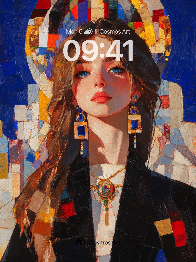 Cubist Radiance Wallpaper with Golden Halo