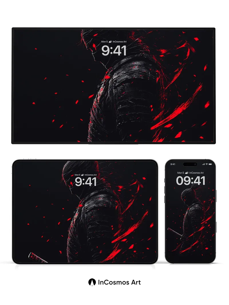 Shadowed Blade Wallpaper with Crimson Veins