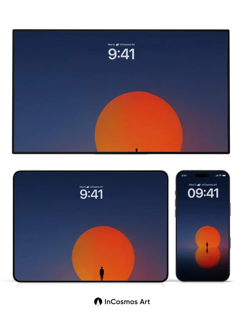 Silhouette Solitude Wallpaper with Cosmic Horizon