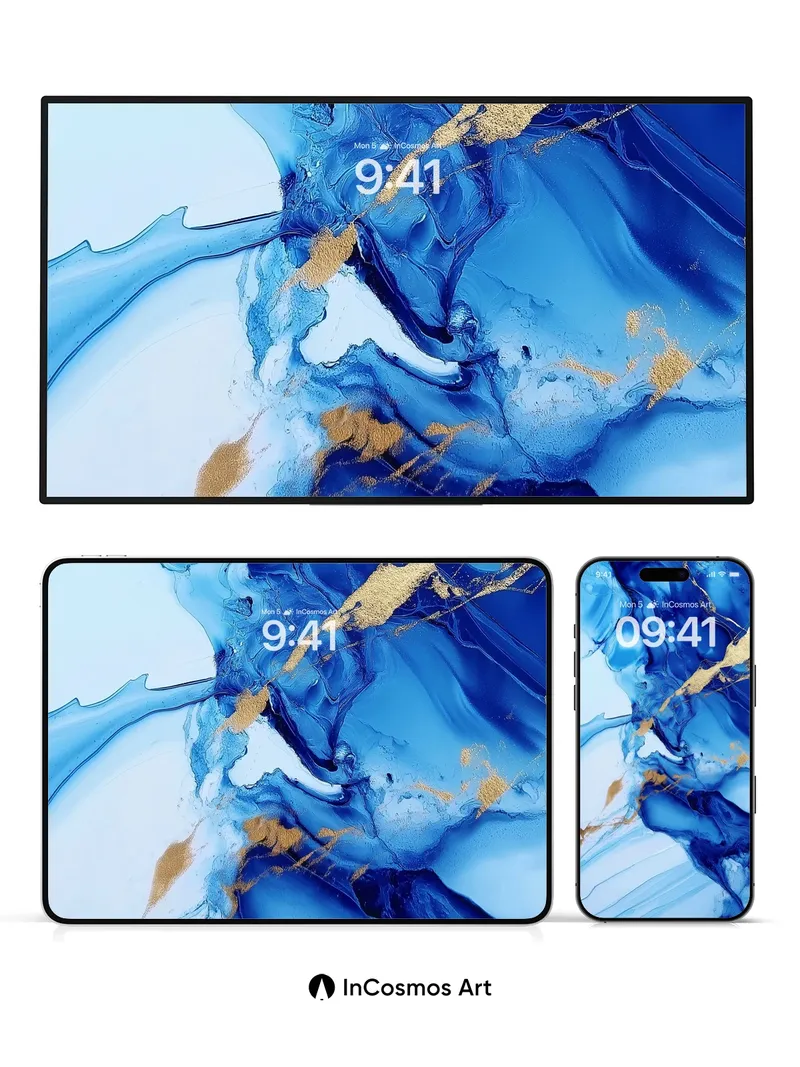 Liquid Sapphire Wallpaper with Gold Veins