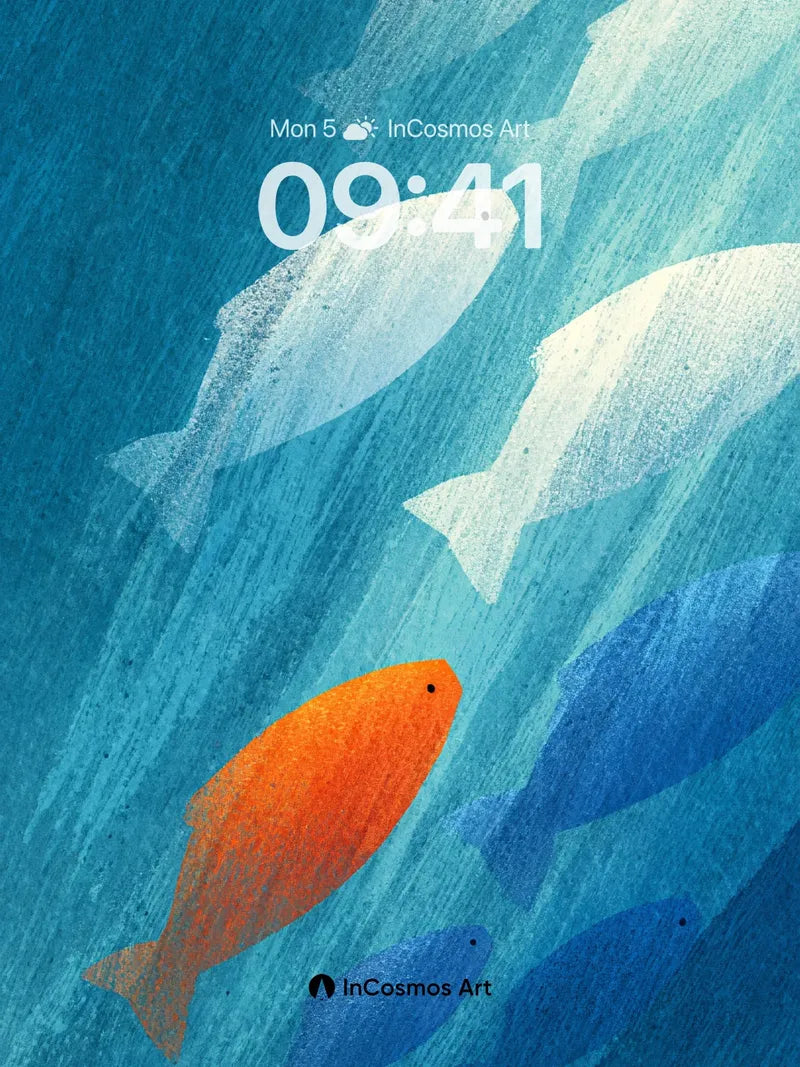 Coral Current Wallpaper with One Brave Fish wallpaper for iPhone, iPad & Mac