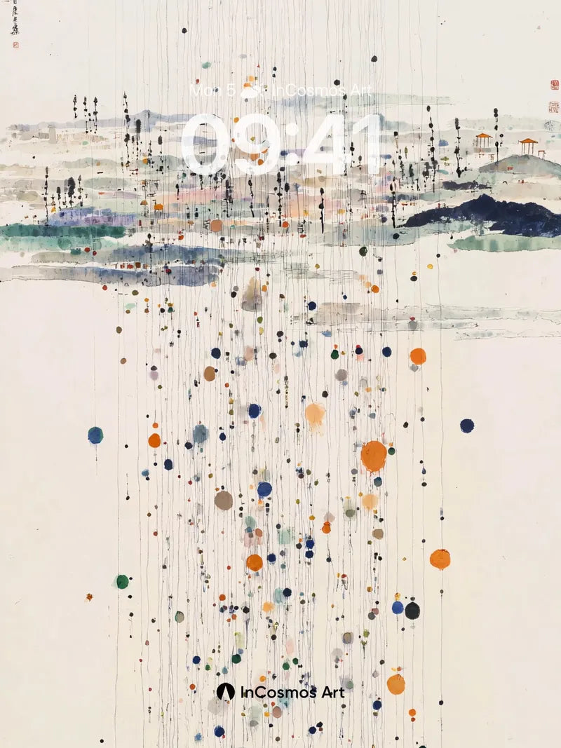 Serene Rainfall Wallpaper with Abstract Dots wallpaper for iPhone, iPad & Mac