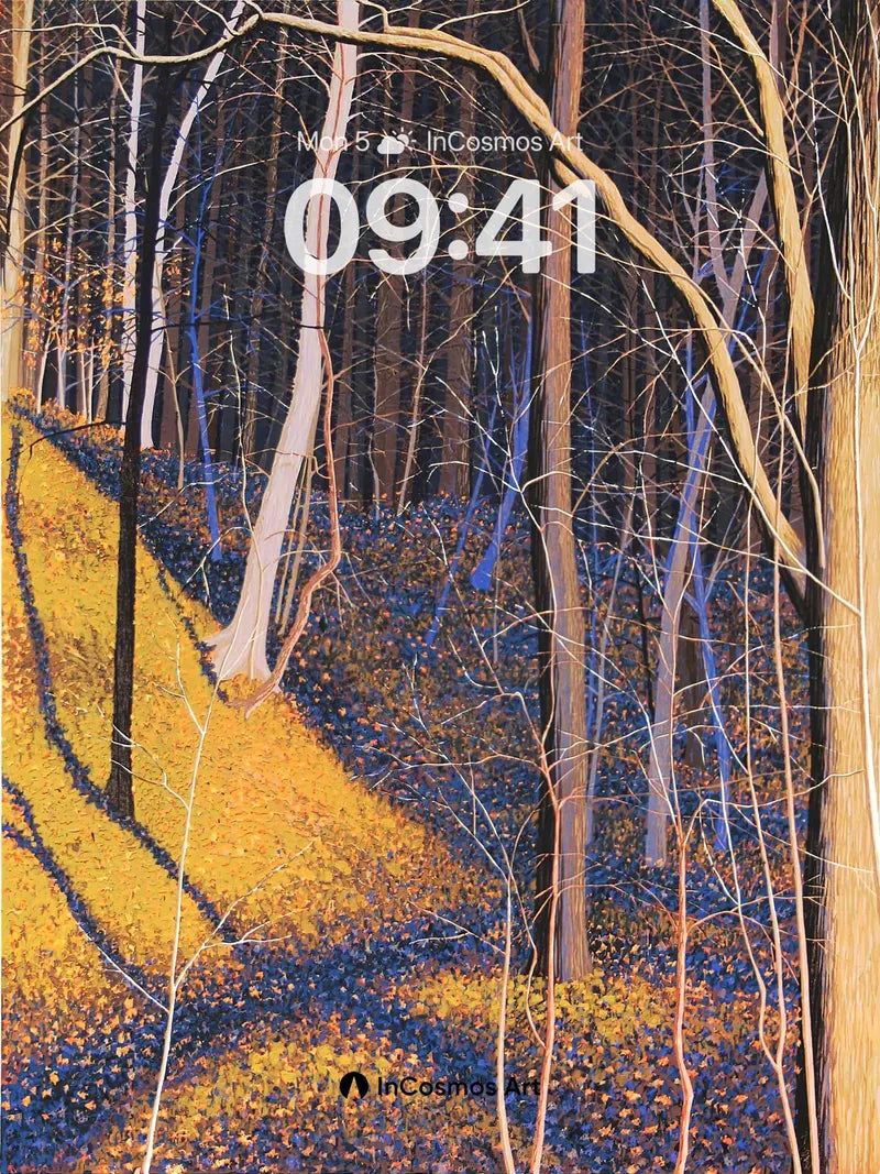 Golden Shadow Forest Wallpaper with Whispering Trunks