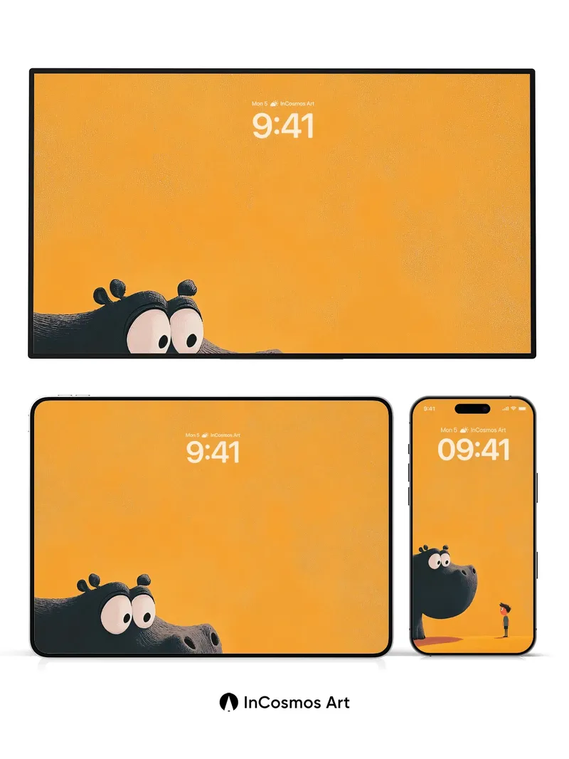 Whispering Orange Wallpaper with Giant Hippo Gaze