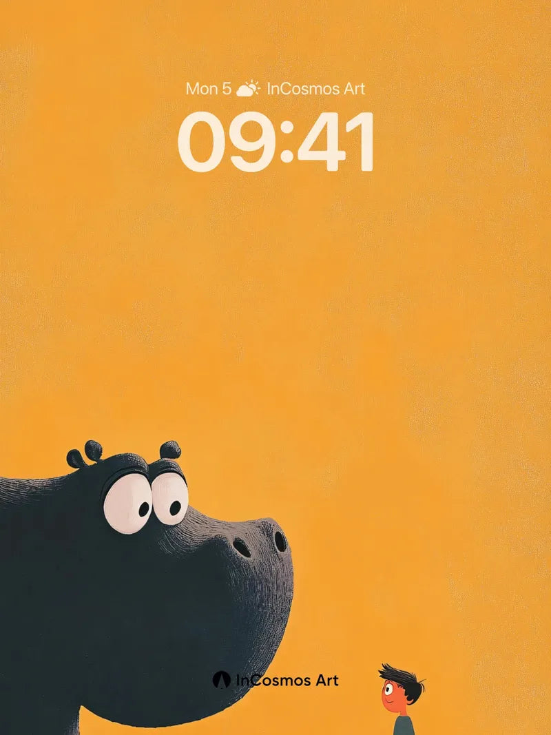 Whispering Orange Wallpaper with Giant Hippo Gaze