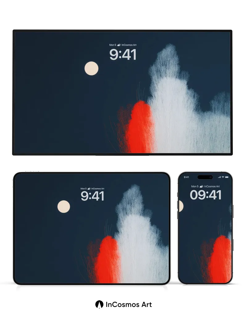 Lunar Veil Wallpaper with Crimson Pulse