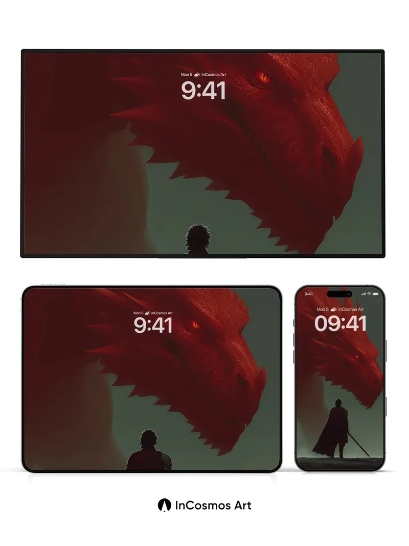 Shadowed Standoff Wallpaper with Crimson Dragon