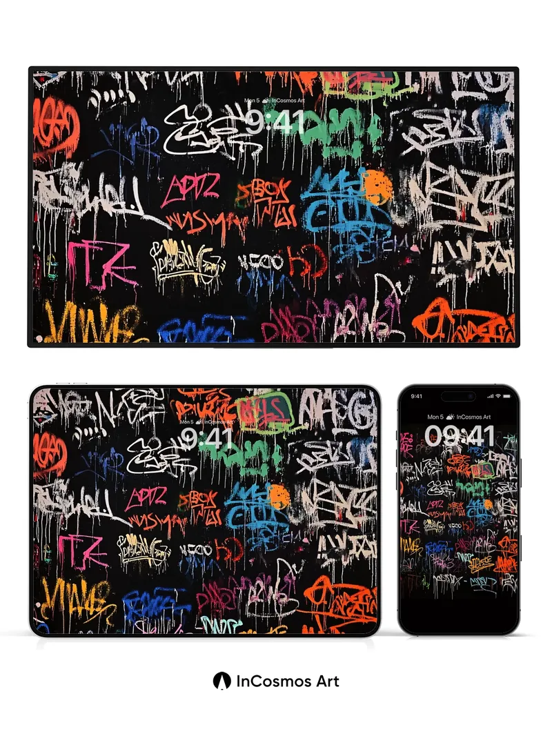 Neon Drip Graffiti Wallpaper with Urban Pulse