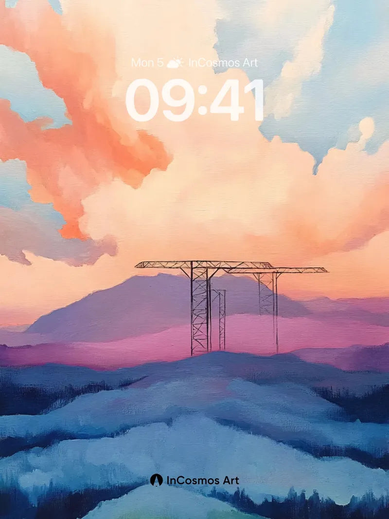 Crimson Skyline Wallpaper with Steel Silhouettes