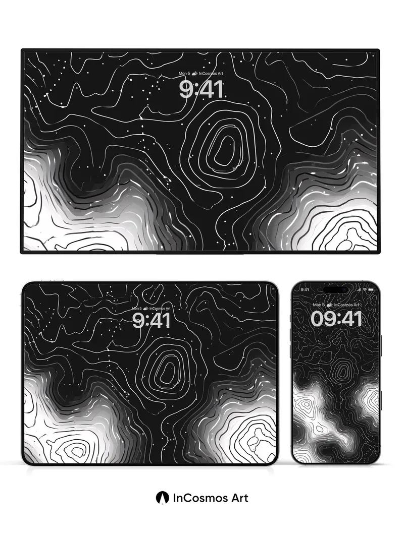 Echoing Topography Wallpaper with Starlit Veins