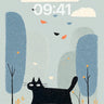 Whimsical Forest Cat Silhouette Background wallpaper for iPhone, iPad & Mac