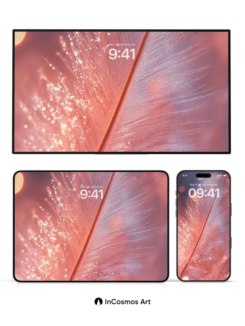 Luminous Feather Wallpaper with Sparkling Hues