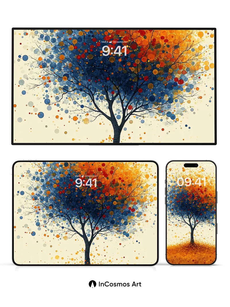 Autumn Whirl Wallpaper with Polka Dot Canopy