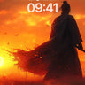 Crimson Horizon Wallpaper with Samurai Silhouette wallpaper for iPhone, iPad & Mac