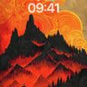 Crimson Horizon Wallpaper with Swirling Sunfire wallpaper for iPhone, iPad & Mac